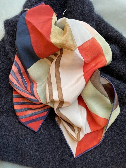 Wallace#Sewell - Oblique printet tørklæde (orange/brun)