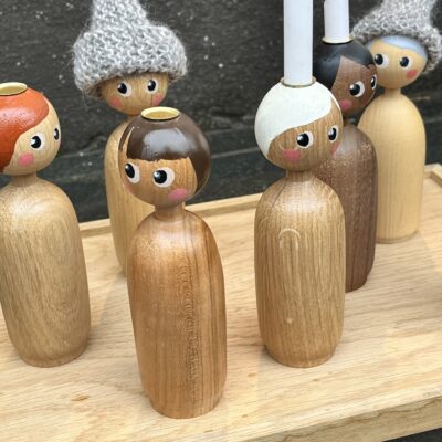 Drejerinden og Værkstedsfejeren -  Lysestage - Stor - naturtræsorter