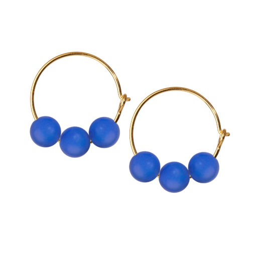 SCHERNING - Glow Hoop Trio øreringe - Royal blue