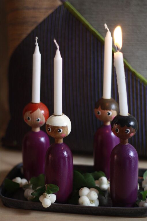 Drejerinden og Værkstedsfejeren - Adventsstager - Lilla