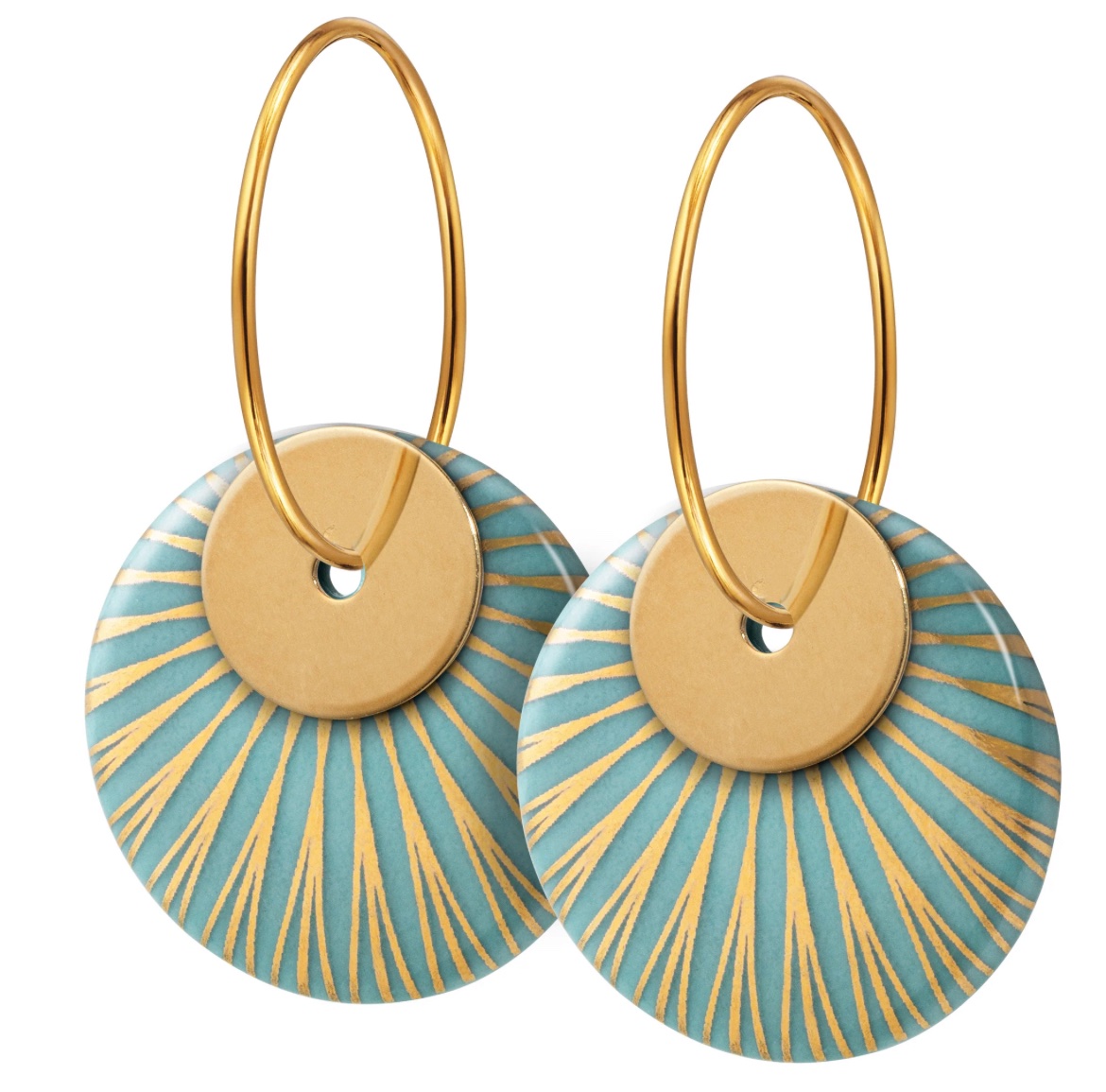 SCHERNING - Splash Duo øreringe - Aqua/Gold