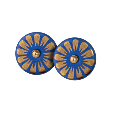 SCHERNING - Bloom ørestikker - Royal blue/gold