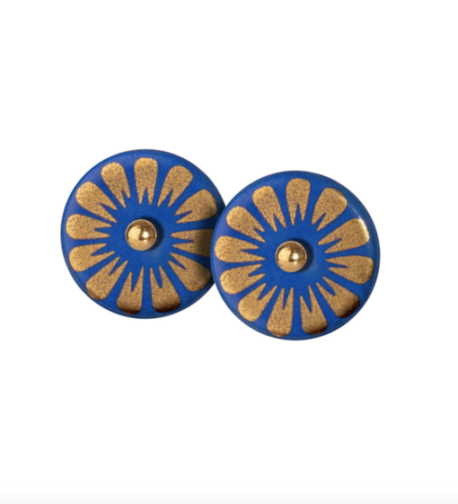 SCHERNING - Bloom ørestikker - Royal blue/gold