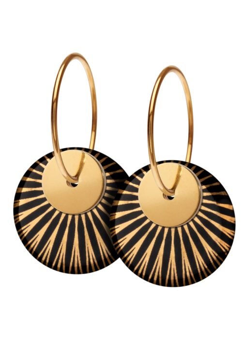 SCHERNING - Splash duo øreringe - black gold