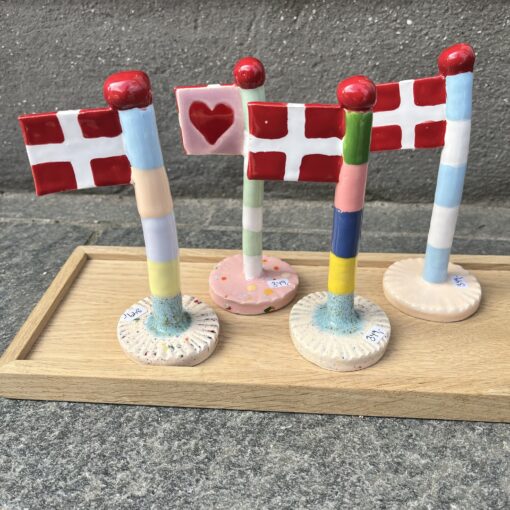 TheClayPlay - Gøglerflag og Blue-milky strib flag (14 cm.)
