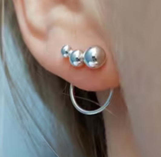 SØBYE - 3 Kugler Onepiece Øreringe