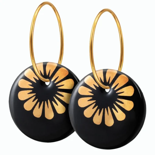 SCHERNING - BLOOM øreringe BLACK/GOLD