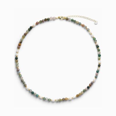 Soi - Indian Agate med Ferskvandsperler - Krystal halskæde