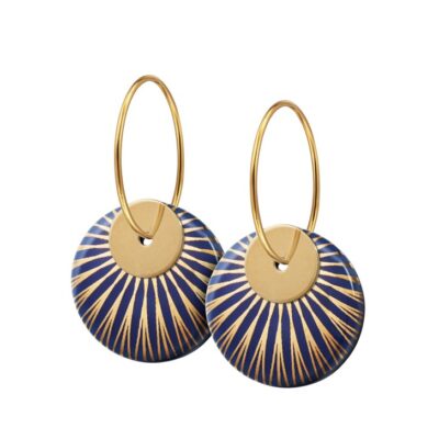 SCHERNING - Splash duo øreringe - midnight/gold