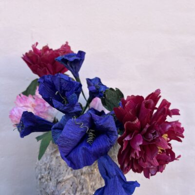 Labdecor Kristina - Papir-blomster håndmalet og nogle med mange stilke